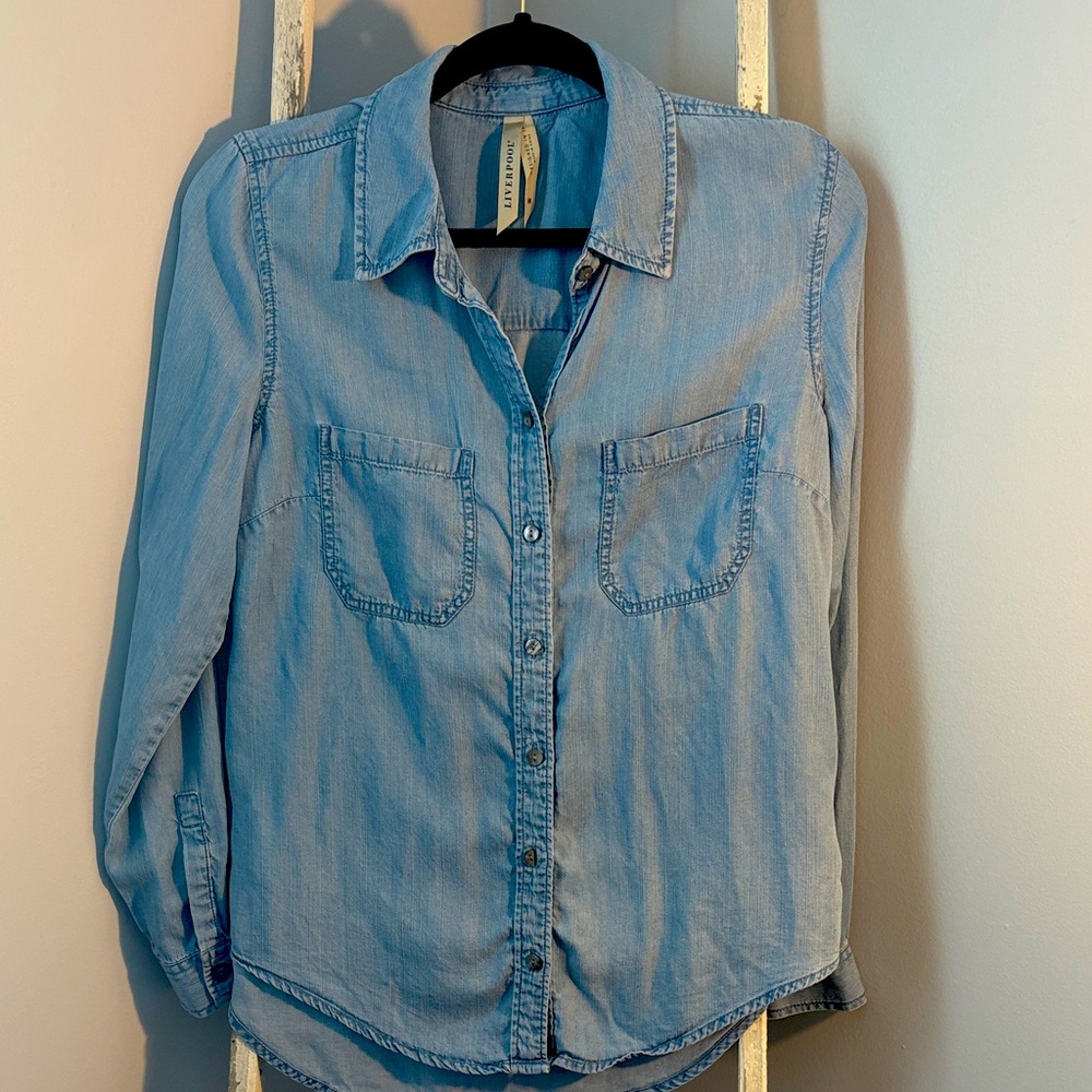 Liverpool Jean Chambray Button Down Shirt